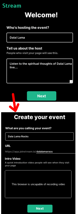 Stream event create