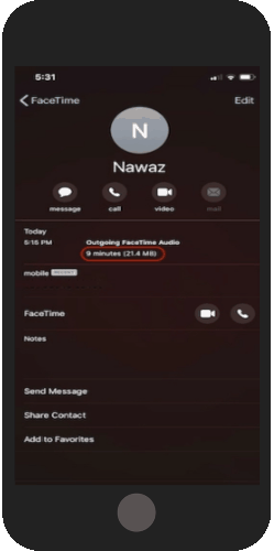 check mobile data usage on facetime app