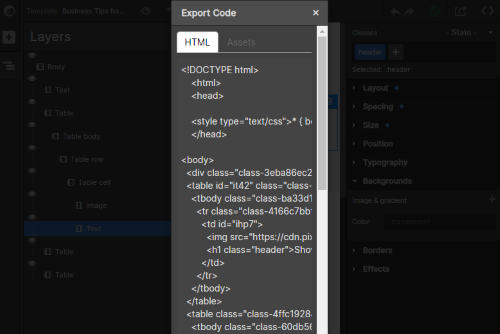 export HTML code in one click