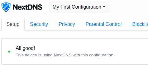 nextdns configured