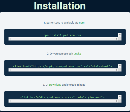 patterns css installtion