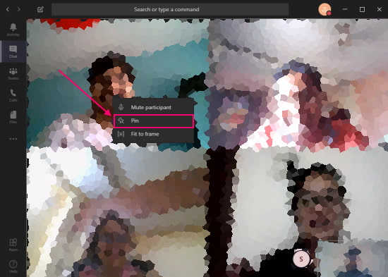 Pin a Video in Microsoft Teams
