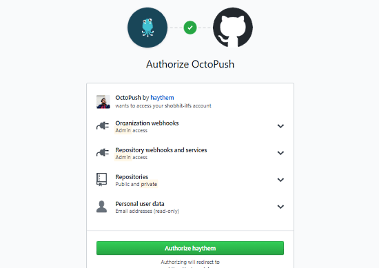 OctoPush for GitHub