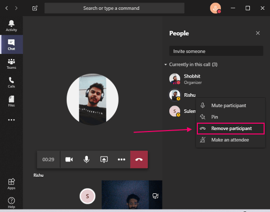 Remove Participants from Meetings in Microsoft Teams