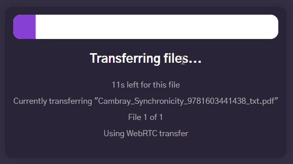 Status of file transfer