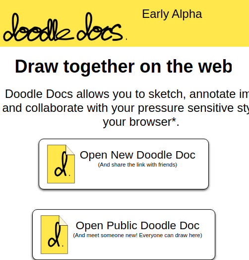 Doodle docs homepage