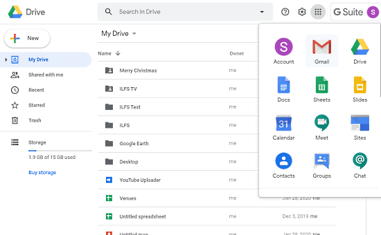 Google Suite on desktop