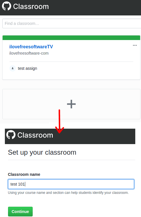 GitHub Classroom create