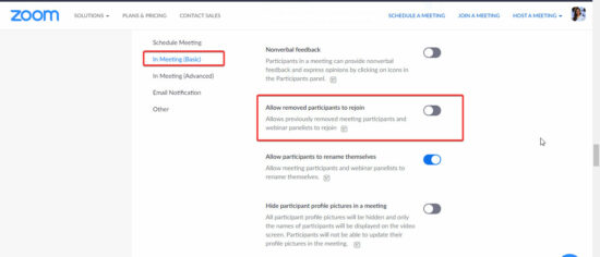  prevent removed participants from rejoining Zoom Meeting