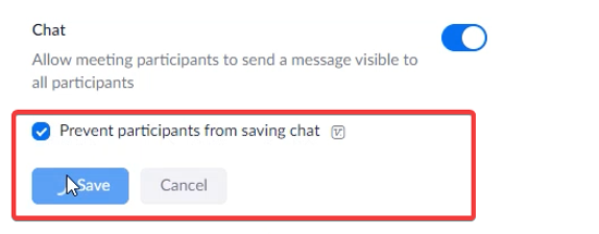 Prevent participants from saving chats
