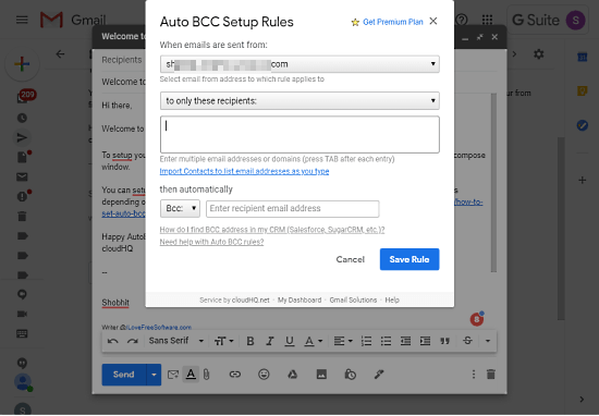 auto bcc in gmail