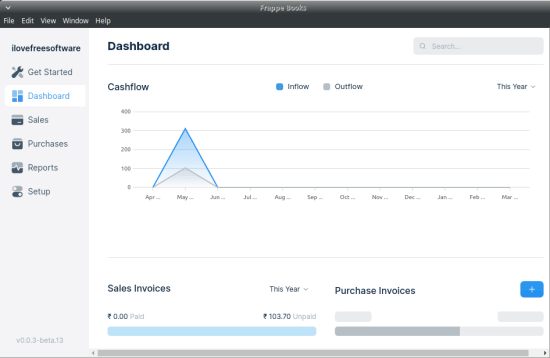 frappe books dashboard