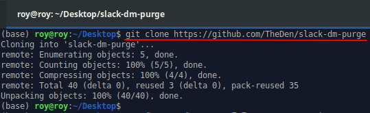git clone slack dm purge