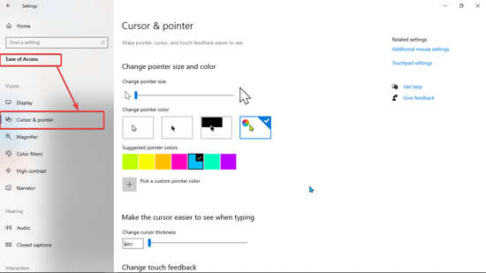 How to customize Text cursor in Windows 10