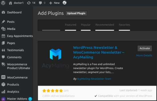 AcyMailing WordPress Plugins Diretory