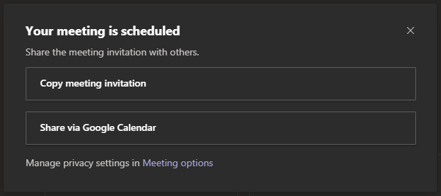 Share the Schedule Meeting details