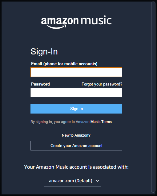 Sign in to Amazon Music