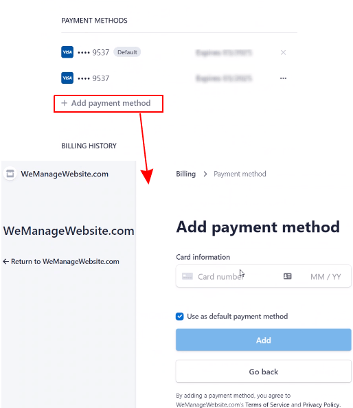 Stripe Customer Portal superportal change payment methods