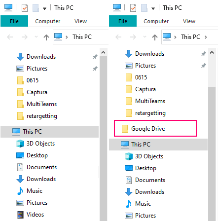 windows file explorer with google drive