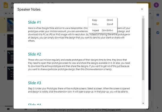 extract speaker notes from google slide presentation