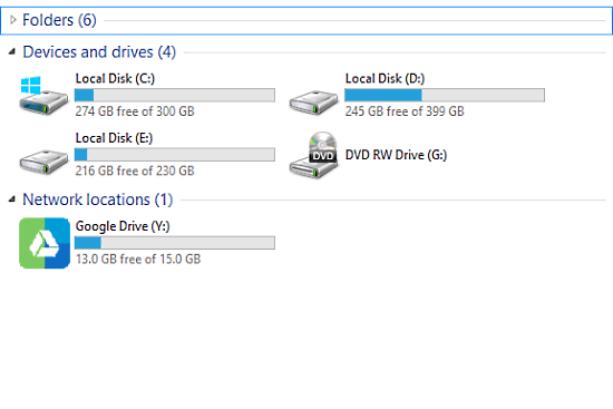 know folder size on google drive