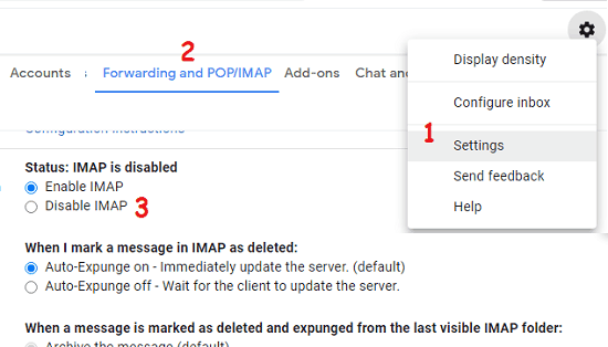 imap enable gmail