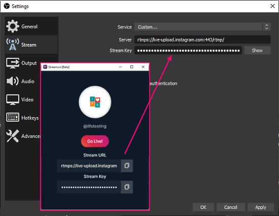 Use OBS on Instagram Live