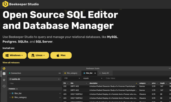 Beekeeper Studio - Open Source SQL Editor and Database Manager :  r/SideProject
