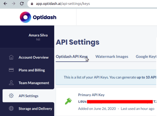 optidash api key