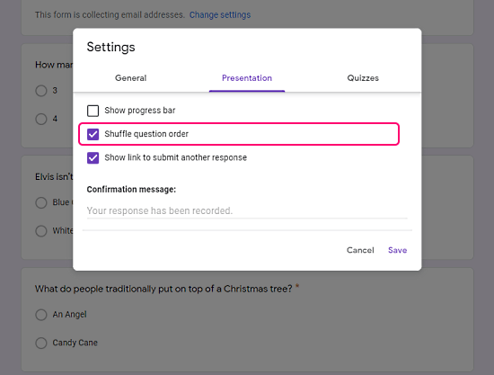 randomize questions order in Google Forms