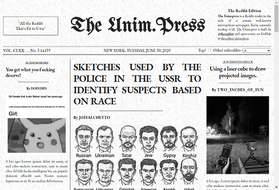 Reddit front-page reader in the style of The New York Times