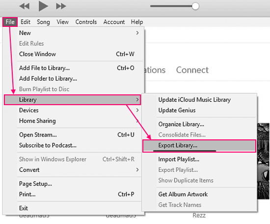 export library from iTunes