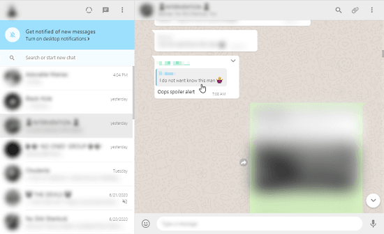 blur messages in whatsapp chats