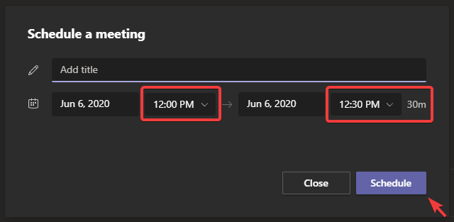 Select the Schedule for Meeting