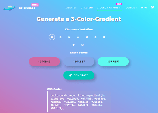 generate 3 color gradient in css