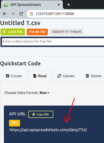 API spreadsheets Endpoint