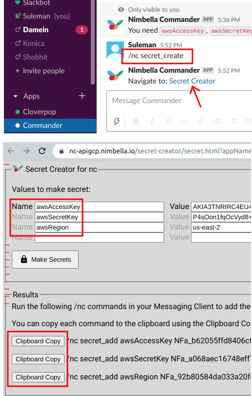 AWS Commands Variables Keys