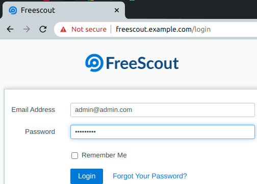 FreeScout login on localhost