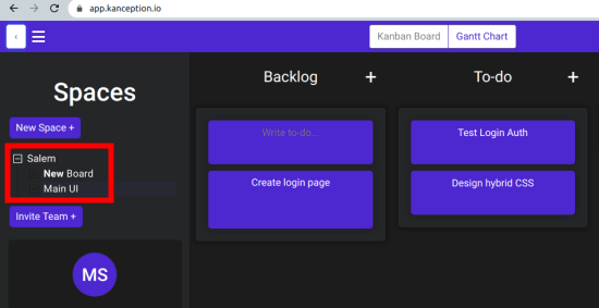 Kanception create kanban board