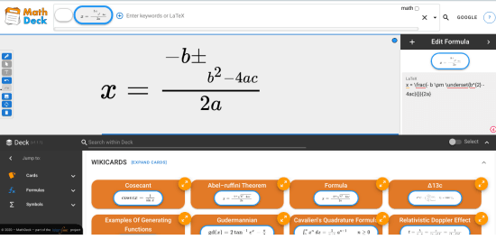 Search Math Equations using LaTeX on Google, StackExchange MathDeck