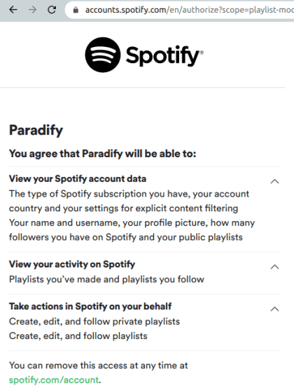 authorize spotify account
