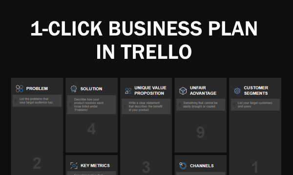 Create 1-Page Business Plan in Trello: Lean Canvas