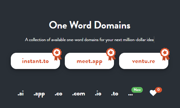 Find 1 Word Available Domains by Word Length, Letter, Nouns, Verbs, Adjectives