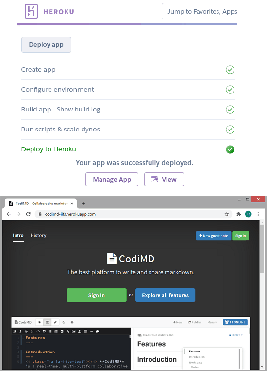 heroku app hosted