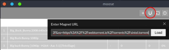 moose torrent client add magnet link