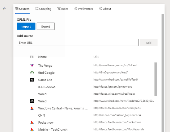 import rss feeds from opml