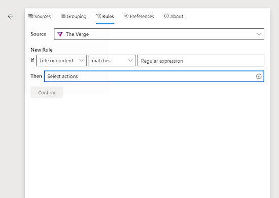 set rules for rss providers