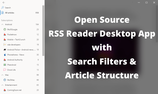 Open Source RSS Reader with Search Filters, Article Structure