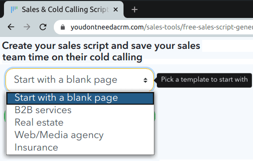 sales and cold calling script