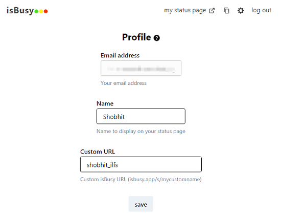 create personal status page to show your availability